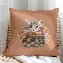 Cosy Basket Cat Pillow – Terracotta Edition