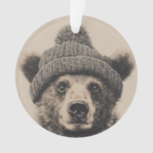 Cosy Bear in Beanie - Cute Winter Animal Ornament