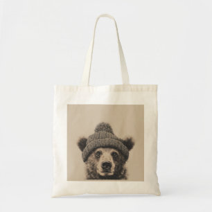 Cosy Bear in Beanie - Cute Winter Animal  Tote Bag