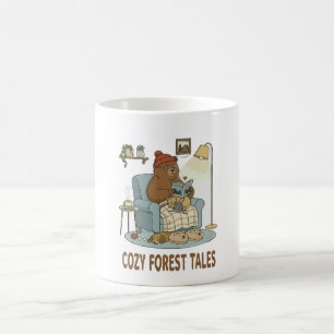 Cosy Bear Reading 'Forest Tales' with Cute Sleepin Coffee Mug