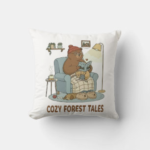 Cosy Bear Reading 'Forest Tales' with Cute Sleepin Cushion