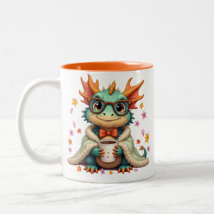 Cosy Bearded Dragon - Dragon in Blanket Coffee Two-Tone Coffee Mug