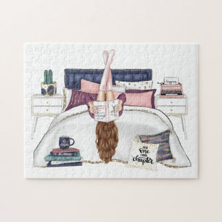 Cosy Bedroom Reading Scene Artwork for Book Lovers Jigsaw Puzzle
