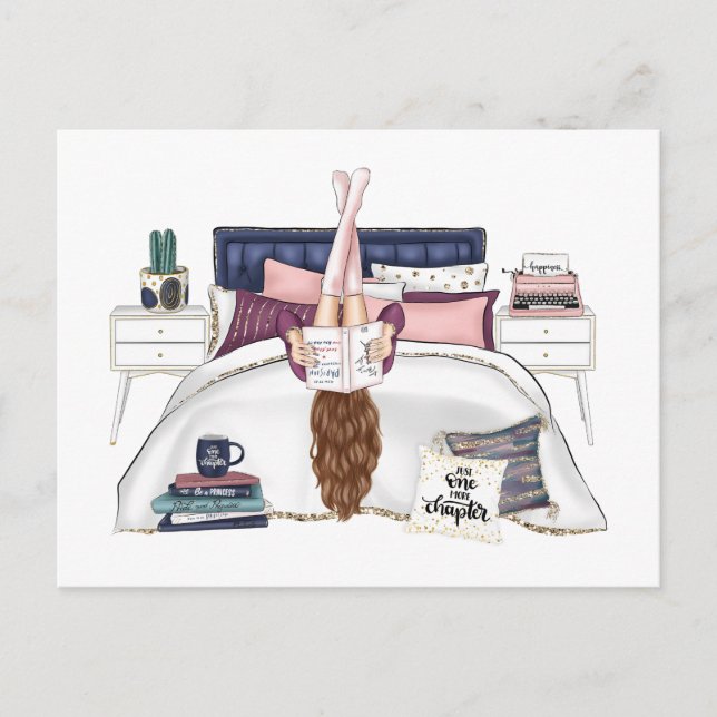 Cosy Bedroom Reading Scene Artwork for Book Lovers Postcard (Front)