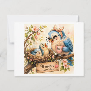 Cosy Bird Family RSVP Card
