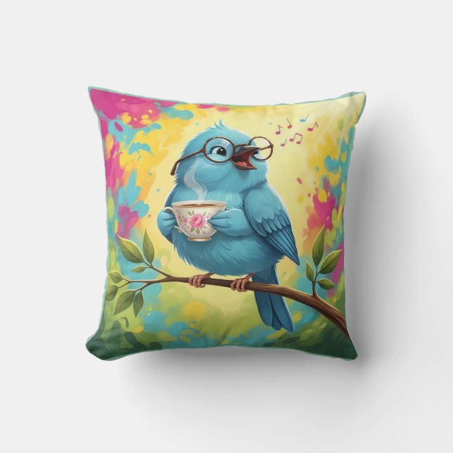 Cosy Bird Throw Pillow (Front)