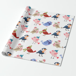 Cosy birds wrapping paper