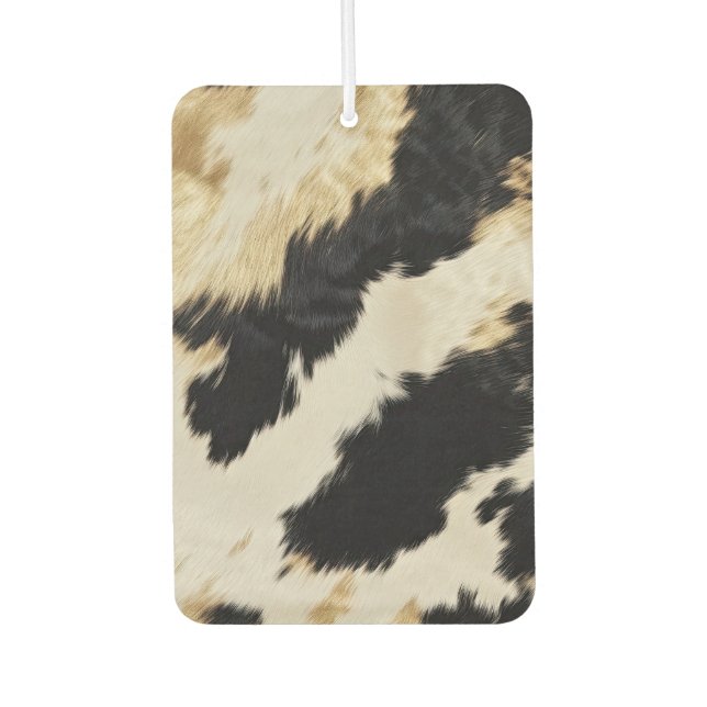 Cosy Black Cream Gold Southwest Cowhide Car Air Freshener (Front)