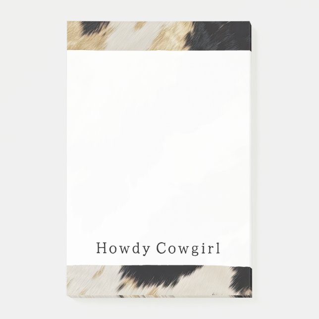 Cosy Black Cream Gold Southwest Cowhide Post-it Notes (Front)