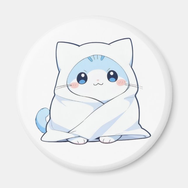 Cosy Blanket Kitten Kawaii Cute Cat Design Magnet (Front)