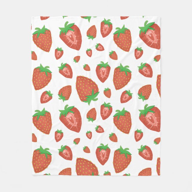 Cosy Blanket With Cute Strawberry Pattern  (Front)
