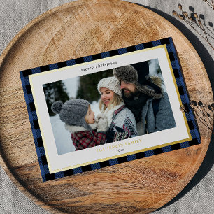 Cosy Blue Black Plaid Border 3 Photos Christmas