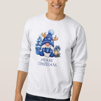 Cosy Blue Christmas Gnome Hot Cocoa Men’s Sweatshirt