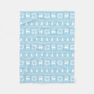 Cosy Blue Christmas Sweater Inspired Pattern Fleece Blanket