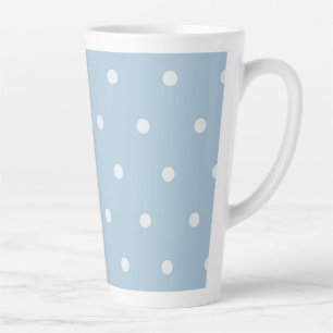 Cosy Blue Polka Dot Pattern, White Dotted Print Latte Mug