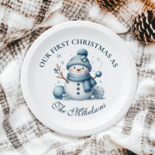Cosy Blue Rustic Christma Paper Plate