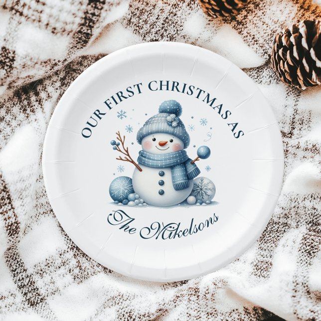 Cosy Blue Rustic Christma Paper Plate (Creator Uploaded)