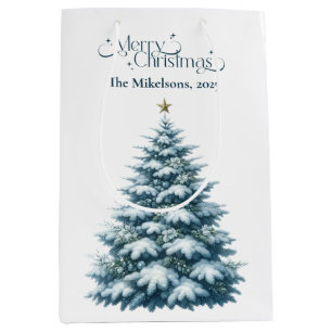 Cosy Blue Rustic Christmas  Medium Gift Bag