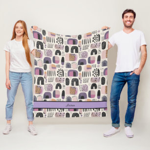 Cosy Boho Fall Purple Fleece Blanket