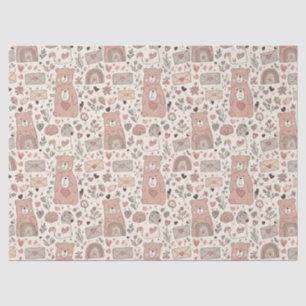 Cosy Boho Teddy Bear Pattern Tissue Paper