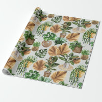 Cosy Boho Watercolor Pattern Indoor House Plants