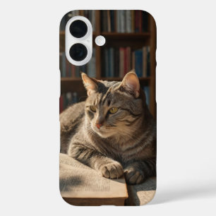 Cosy Book Cat iPhone 16 Case