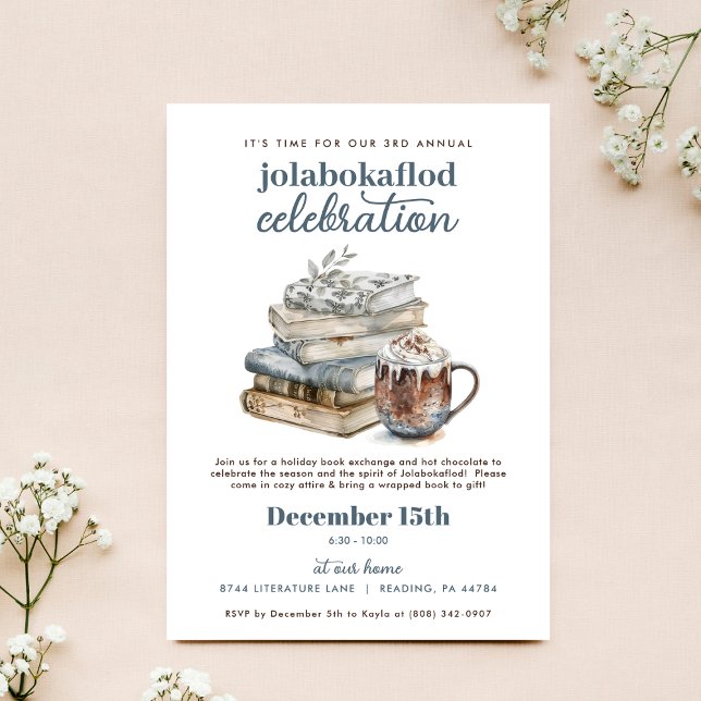 Cosy Book Exchange Jolabokaflod Holiday Party Invitation (Creator Uploaded)