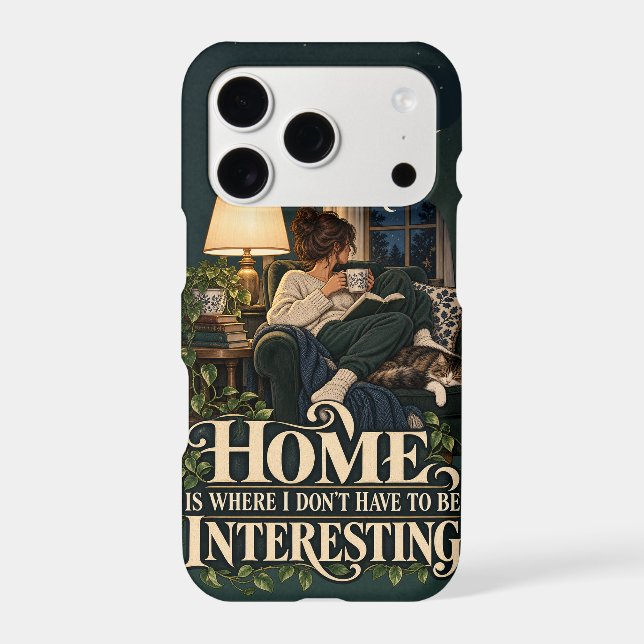 Cosy Book Lover Cat & Funny Introvert iPhone Case (Back)