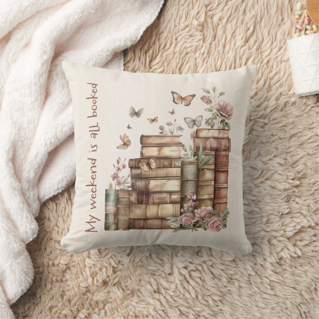 Cosy Book Lover Decor with Books, Butterflies Cushion (Blanket)