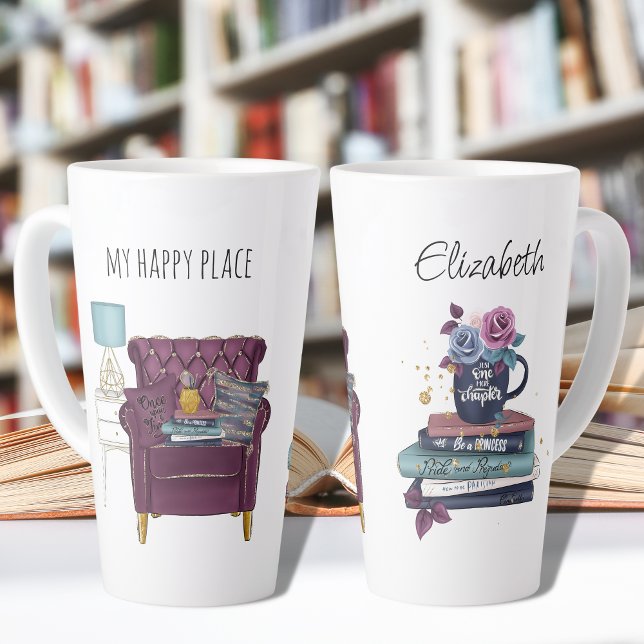 Cosy Book Lover Homebody Introvert Name Reading Latte Mug (Creator Uploaded)