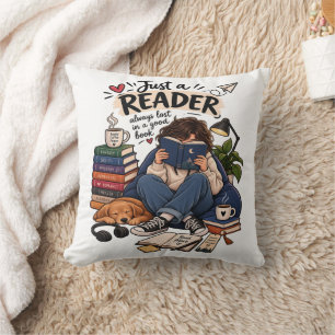Cosy Book Lover Reading Illustration Cushion