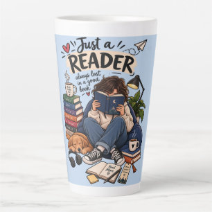 Cosy Book Lover Reading Illustration Latte Mug