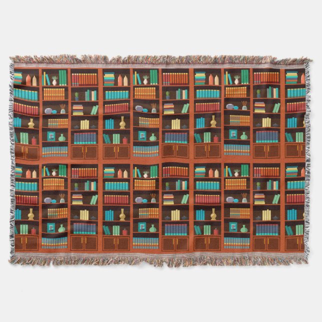Cosy Bookshelves Throw Blanket  (Front)