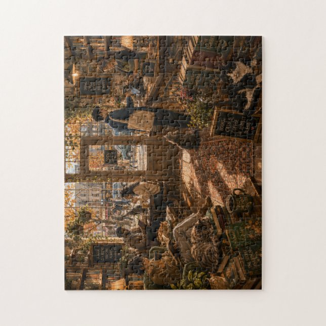 Cosy Bookstore Cat Café Jigsaw Puzzle (Vertical)