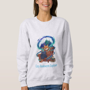 Cosy Bookworm Explorer Whimsical Fox Reading Sweatshirt
