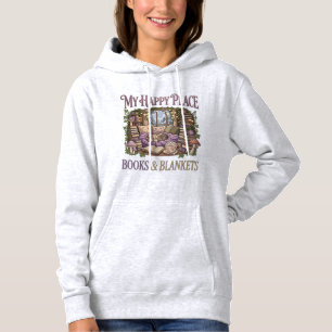 Cosy Bookworm My Happy Place Books and Blankets Sh Hoodie