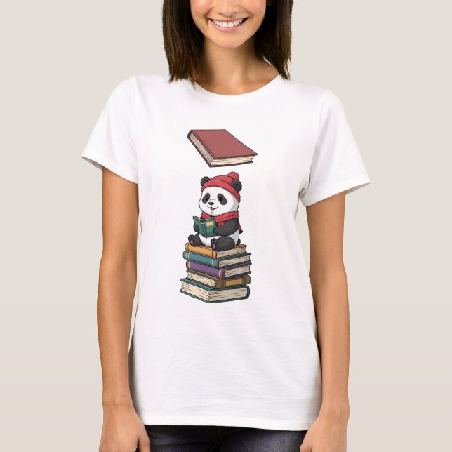 Cosy Bookworm Panda T-Shirt (Front)