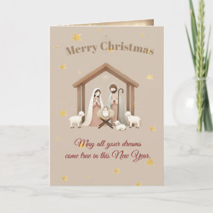Cosy Botanic Nativity & Angels Christmas Card