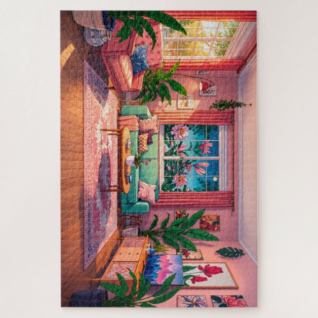 Cosy Botanical Living Room Puzzle (Vertical)