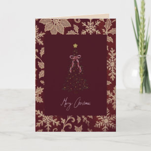 Cosy Botanical Watercolor Winter Foliage Christma Holiday Card