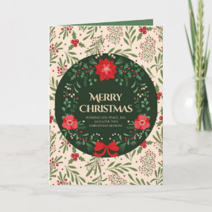 Cosy Botanical Watercolor Winter Foliage Christma Holiday Card