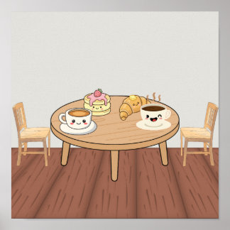 Cosy Breakfast Café Poster | Coffee, Pancakes & Cr