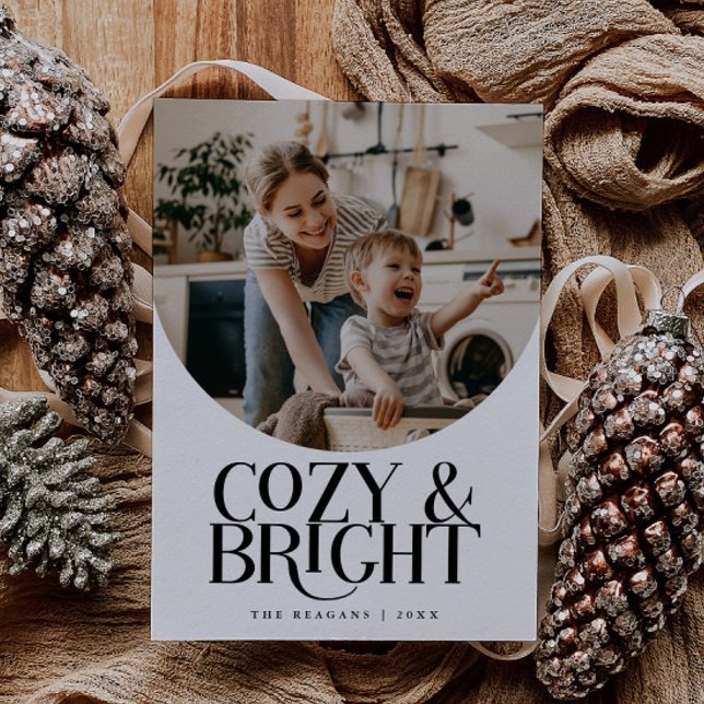 Cosy Bright Elegant Photo White Holiday Card (Creator Uploaded)