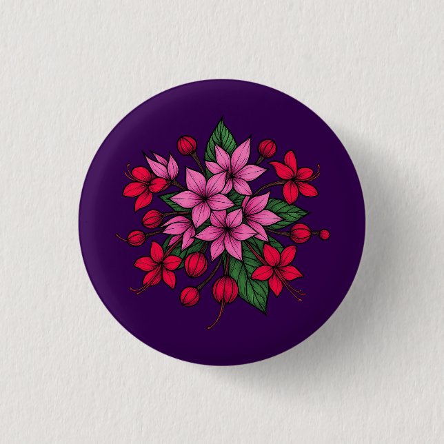 Cosy bright floral  3 cm round badge (Front)