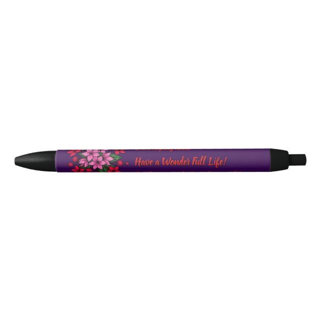 Cosy bright floral  black ink pen (Front)
