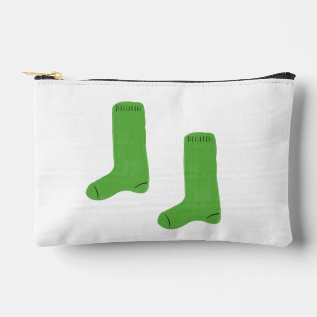 Cosy Bright Green Socks Accessory Pouch (Front)