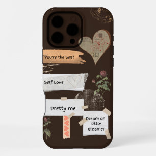Cosy Brown Beige Vintage Self Love Quote iPhone 16 Pro Max Case