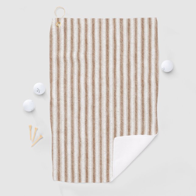 Cosy Brown Cream Stripes   Golf Towel (InSitu)