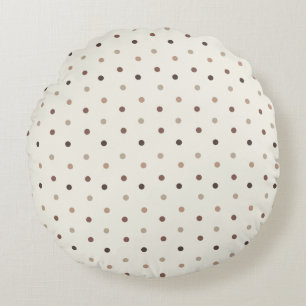 Cosy Brown Dot Baby Nursery Round Pillow
