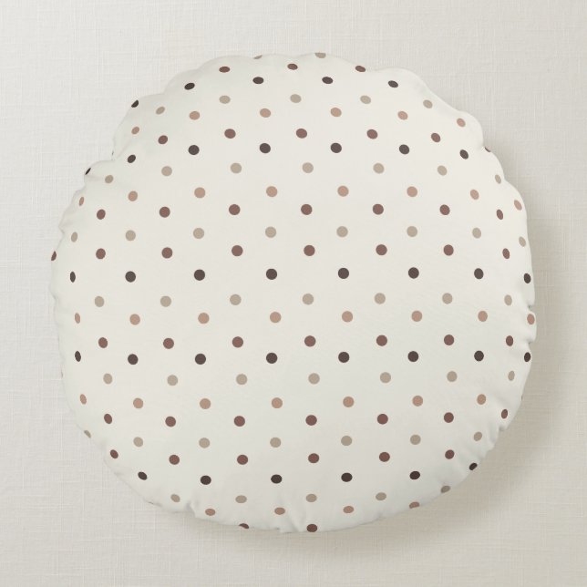 Cosy Brown Dot Baby Nursery Round Pillow (Front)